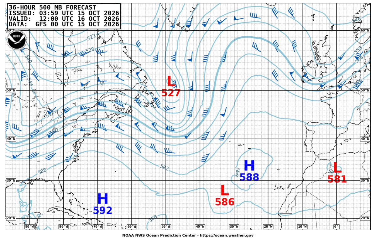 North Atlantic 36 Hour 500 MB Forecast
