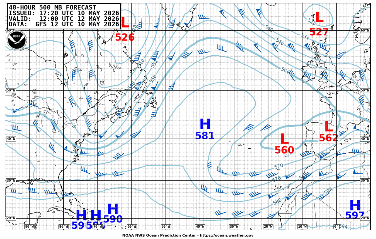 North Atlantic 48 Hour 500 MB Forecast