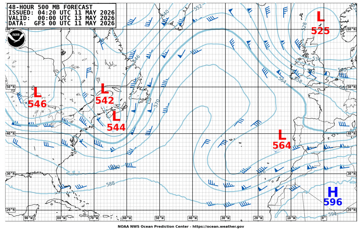 North Atlantic 48 Hour 500 MB Forecast