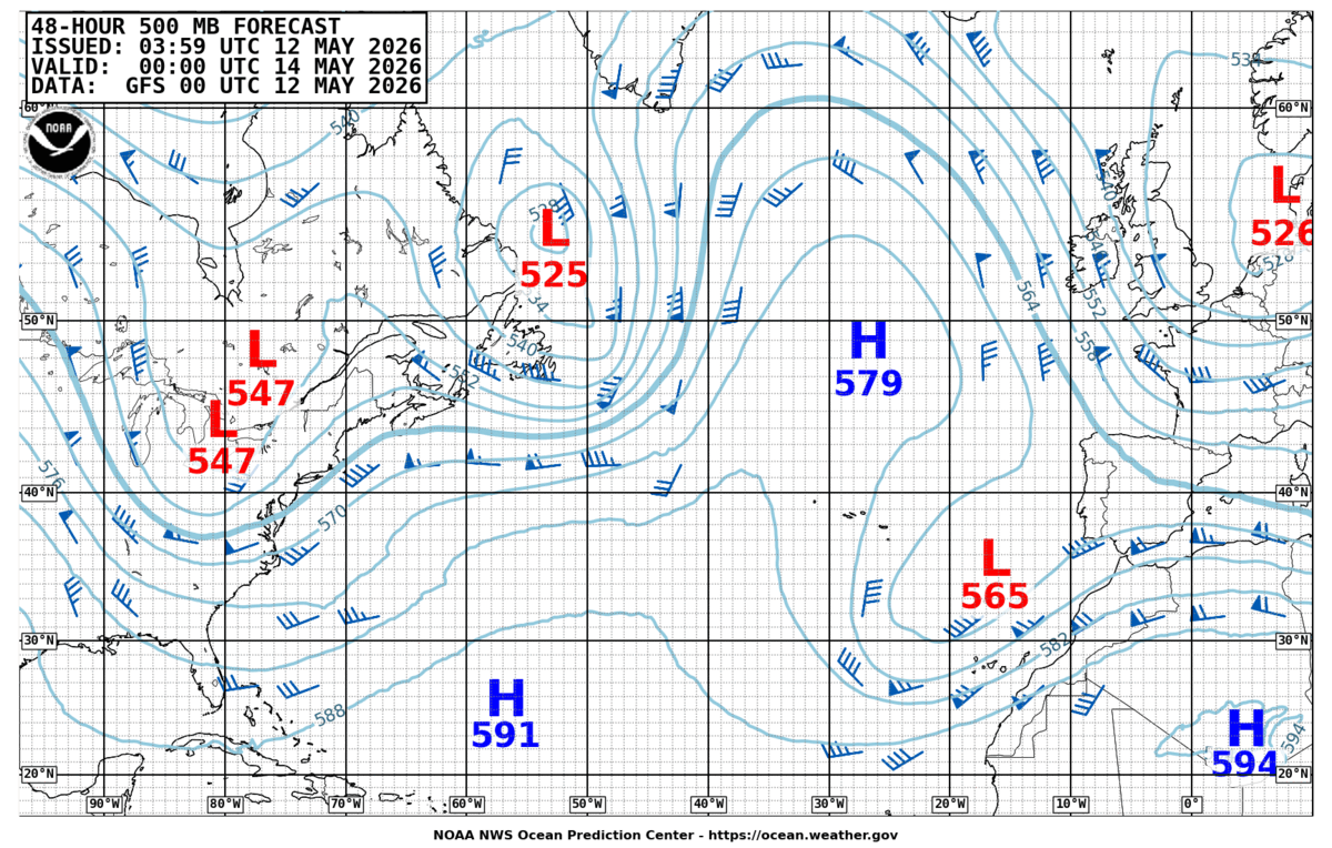North Atlantic 48 Hour 500 MB Forecast