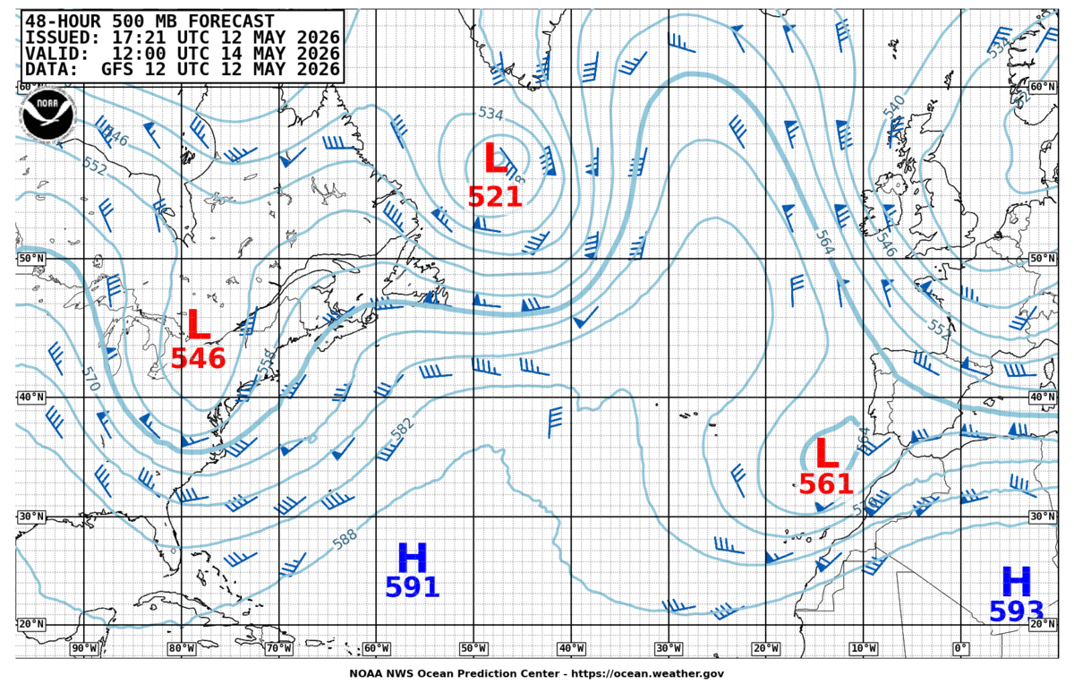 North Atlantic 48 Hour 500 MB Forecast