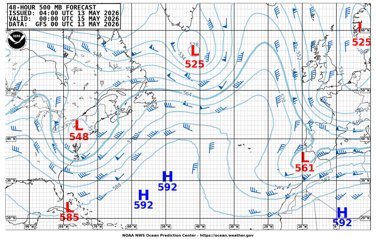 North Atlantic 48 Hour 500 MB Forecast