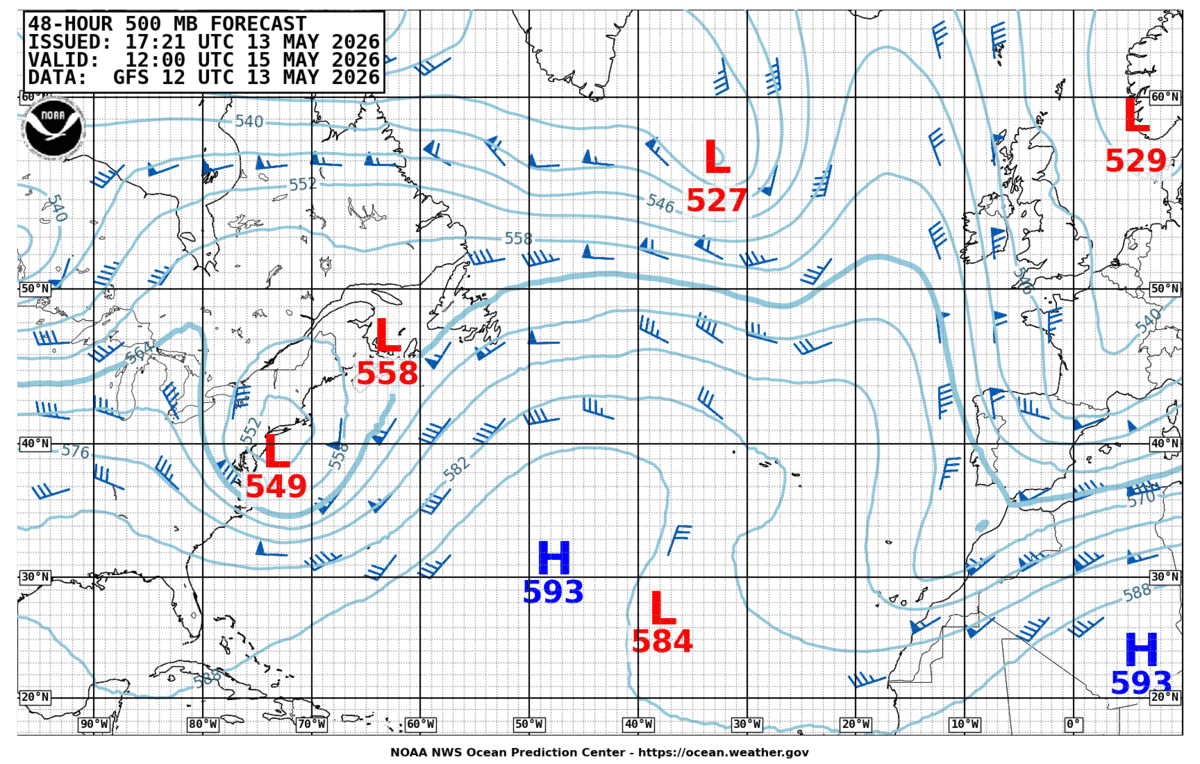 North Atlantic 48 Hour 500 MB Forecast