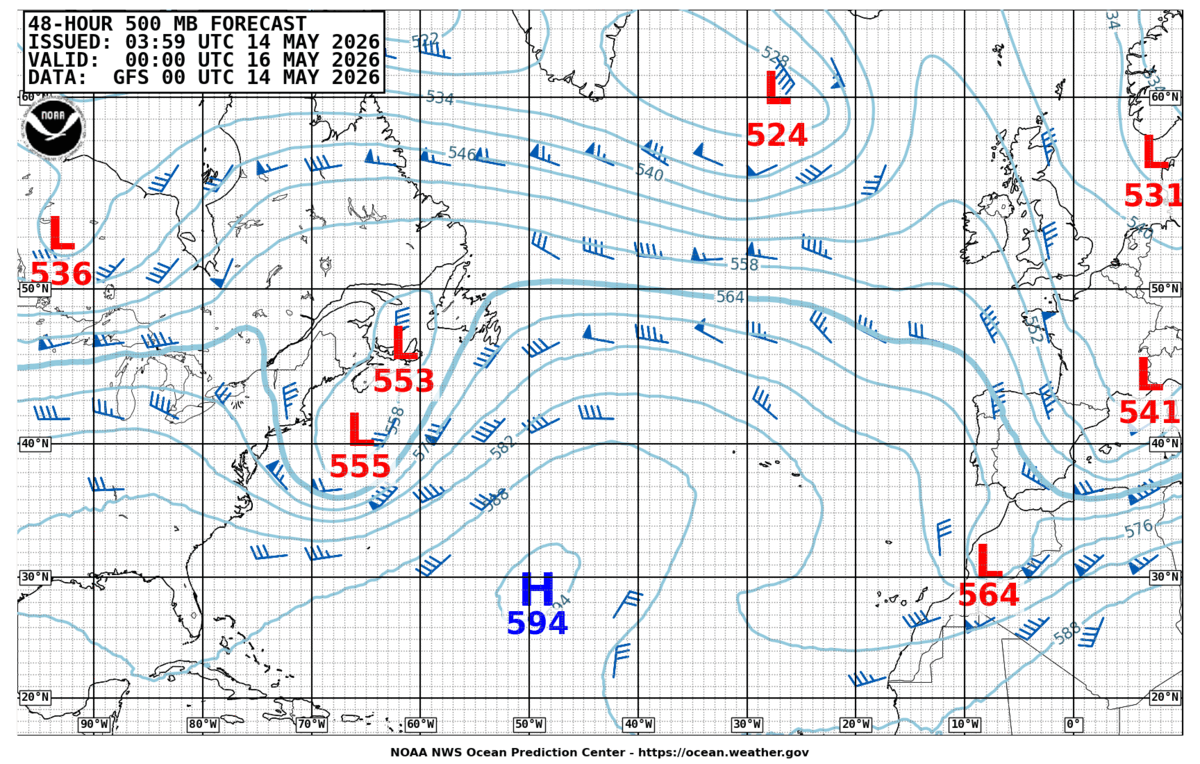 North Atlantic 48 Hour 500 MB Forecast