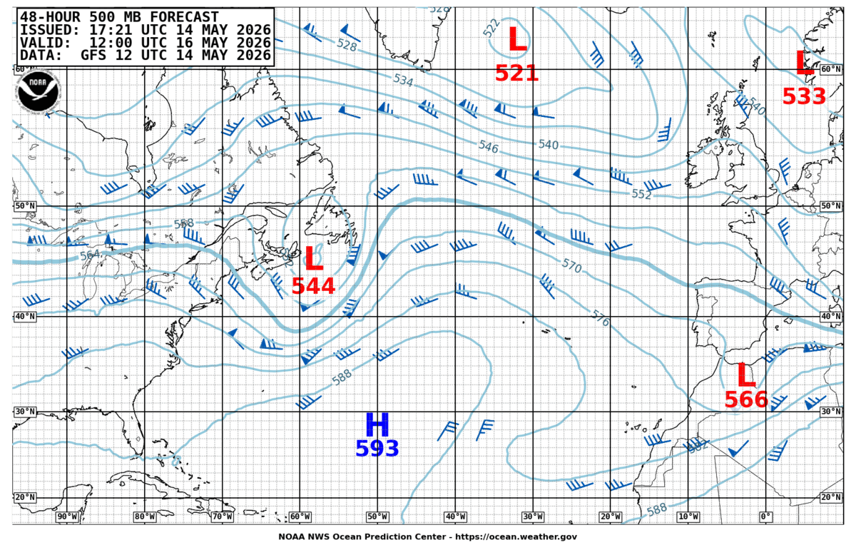 North Atlantic 48 Hour 500 MB Forecast