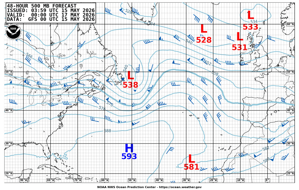 North Atlantic 48 Hour 500 MB Forecast