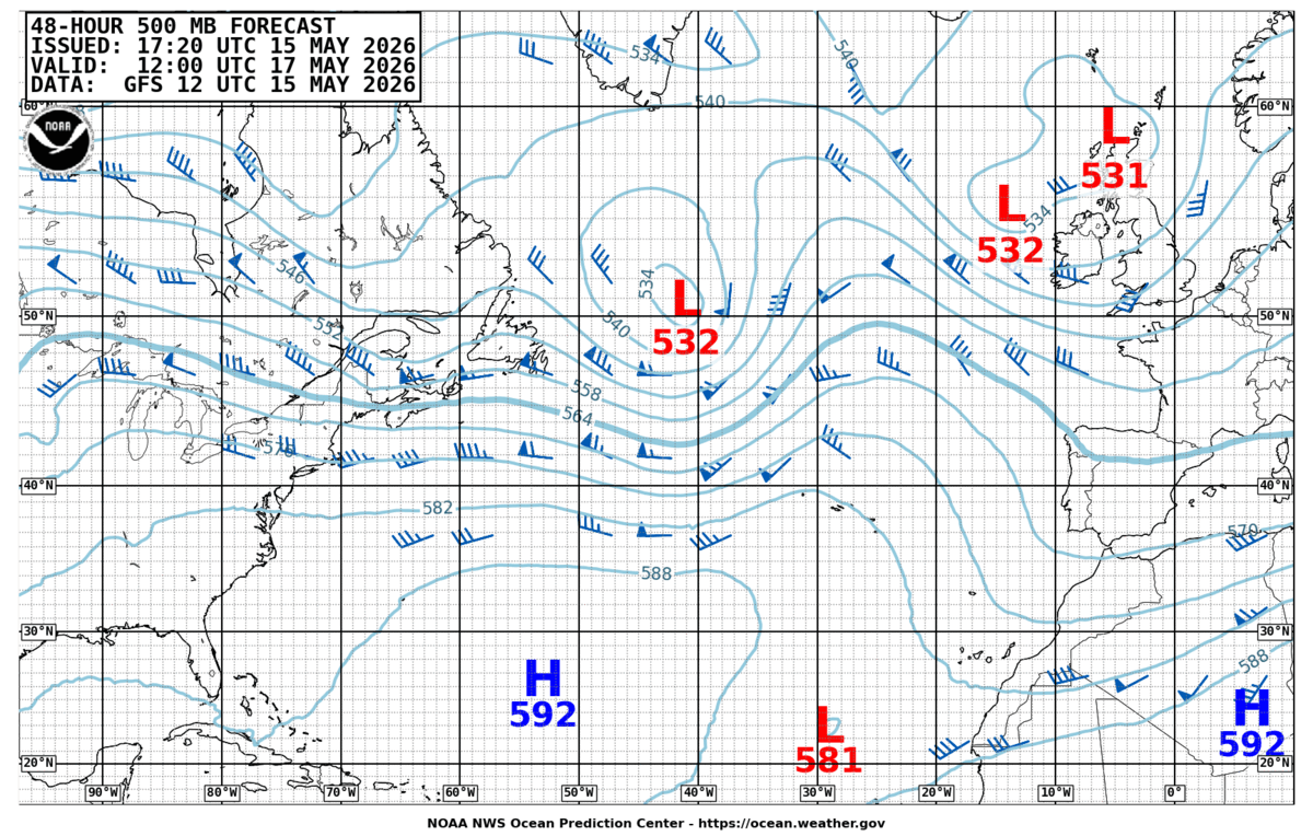 North Atlantic 48 Hour 500 MB Forecast