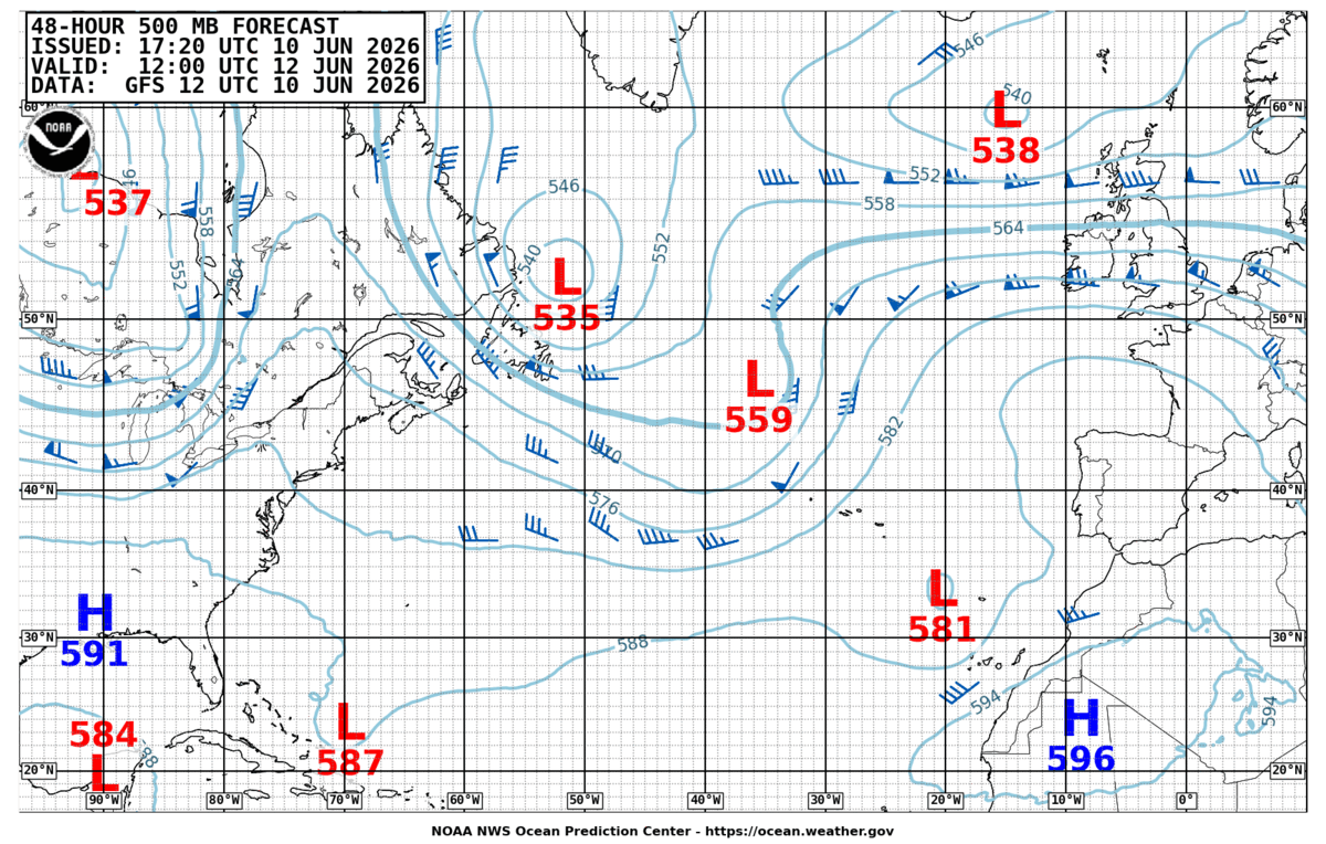 North Atlantic 48 Hour 500 MB Forecast