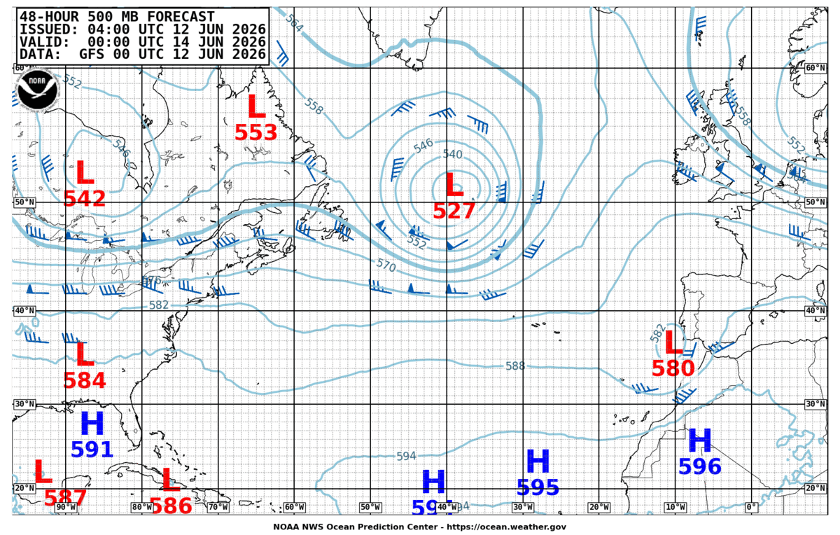 North Atlantic 48 Hour 500 MB Forecast