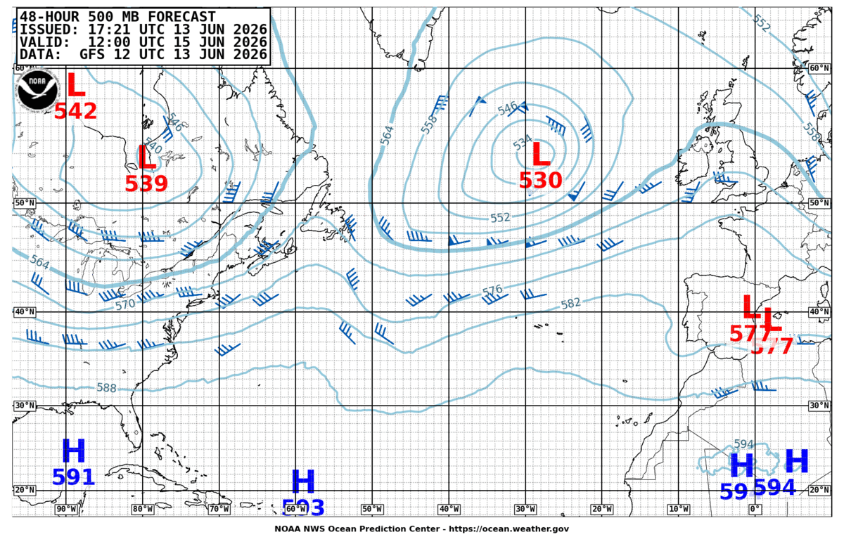 North Atlantic 48 Hour 500 MB Forecast