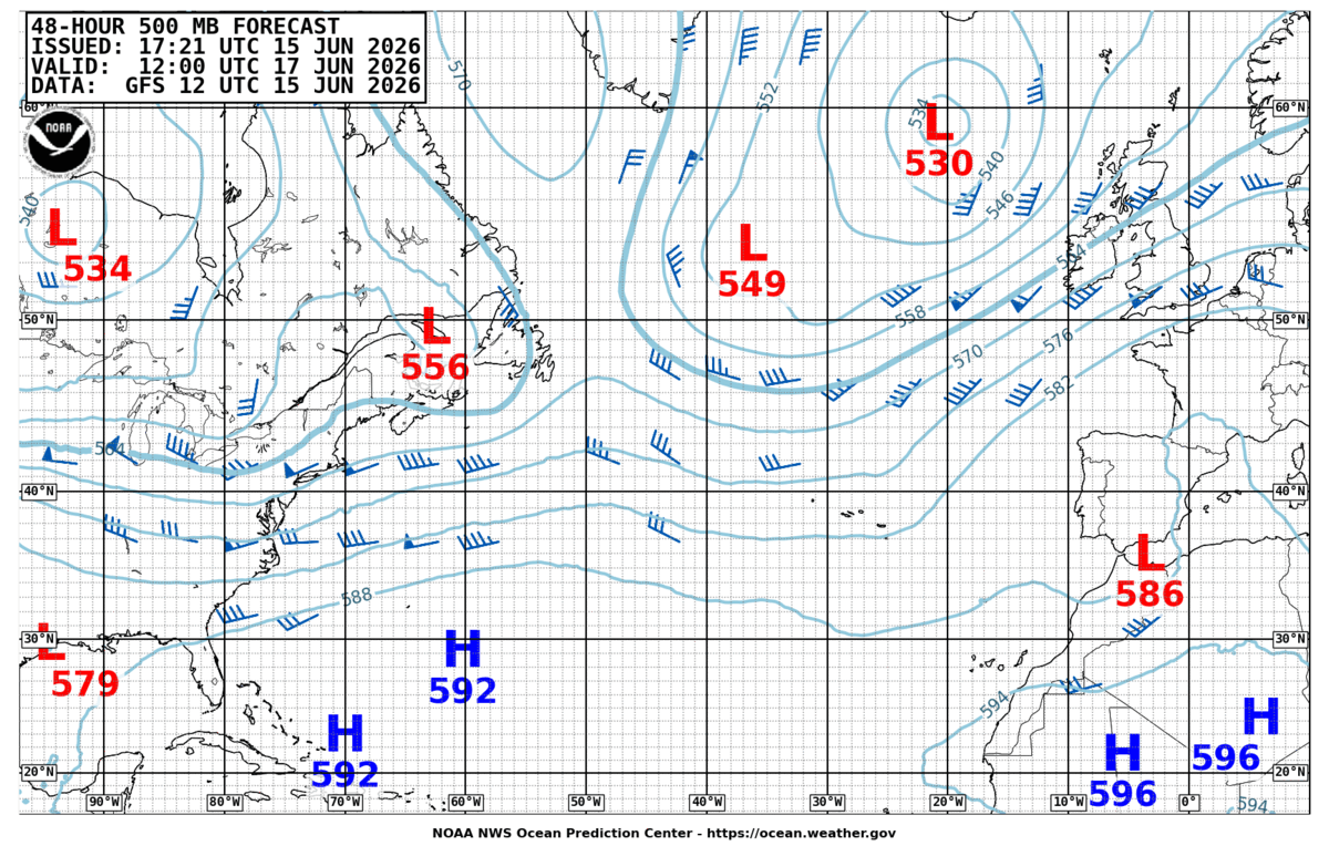 North Atlantic 48 Hour 500 MB Forecast