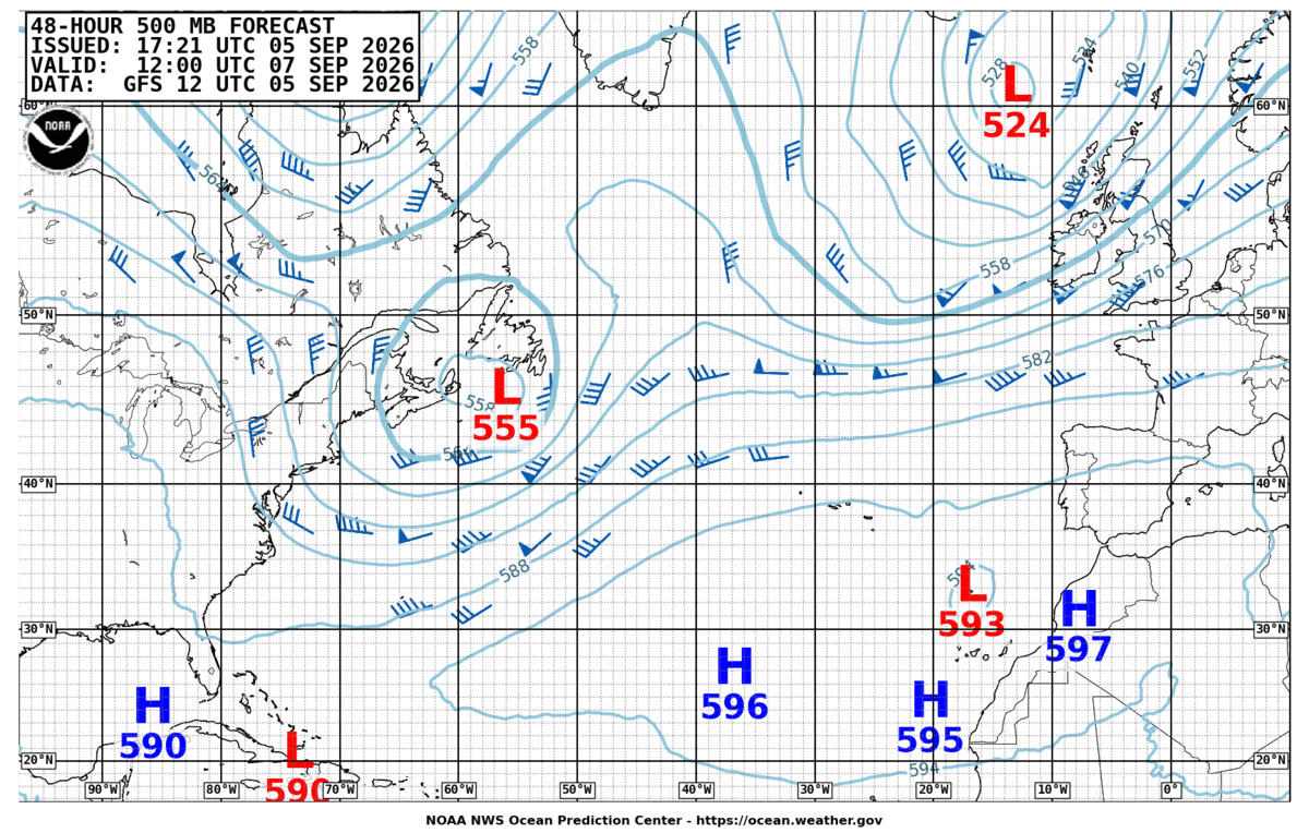 North Atlantic 48 Hour 500 MB Forecast
