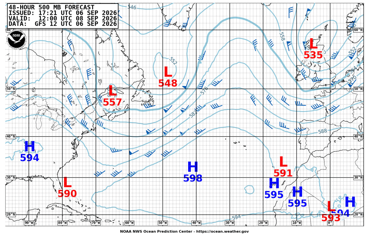North Atlantic 48 Hour 500 MB Forecast