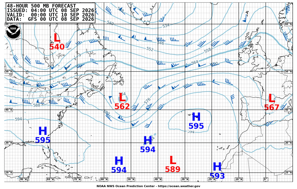 North Atlantic 48 Hour 500 MB Forecast