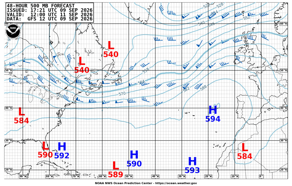 North Atlantic 48 Hour 500 MB Forecast