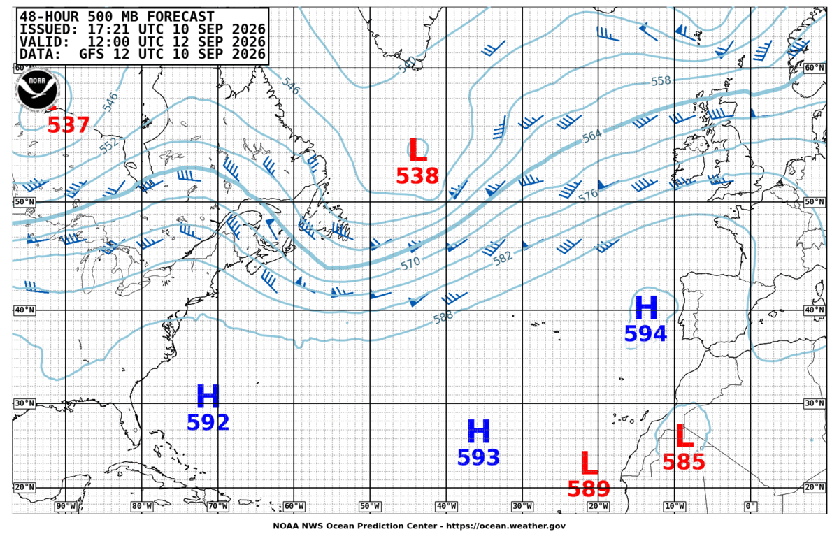North Atlantic 48 Hour 500 MB Forecast