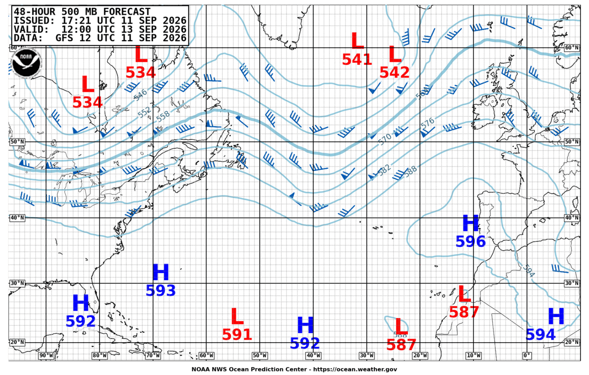 North Atlantic 48 Hour 500 MB Forecast