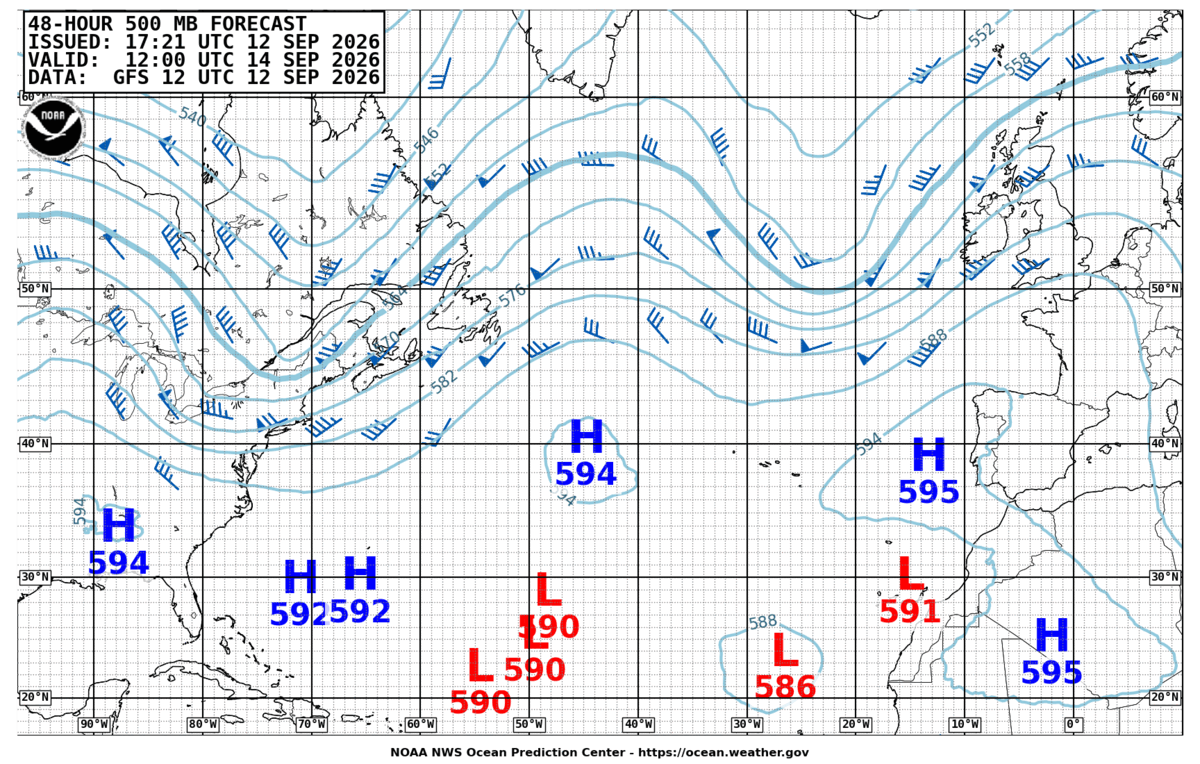 North Atlantic 48 Hour 500 MB Forecast