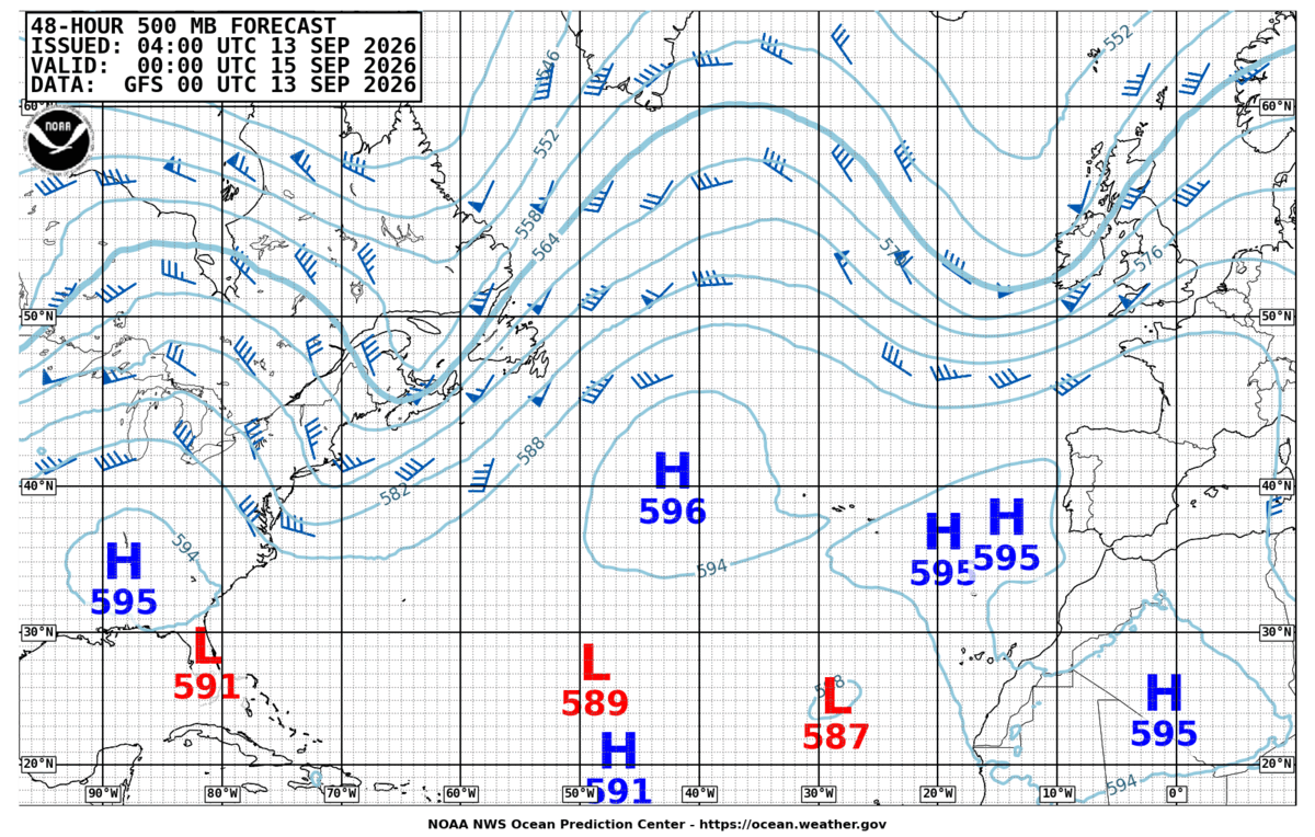 North Atlantic 48 Hour 500 MB Forecast