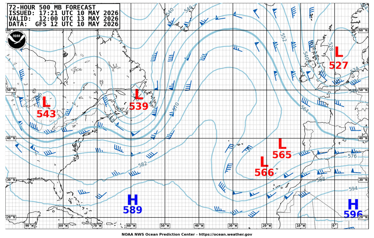 North Atlantic 72 Hour 500 MB Forecast