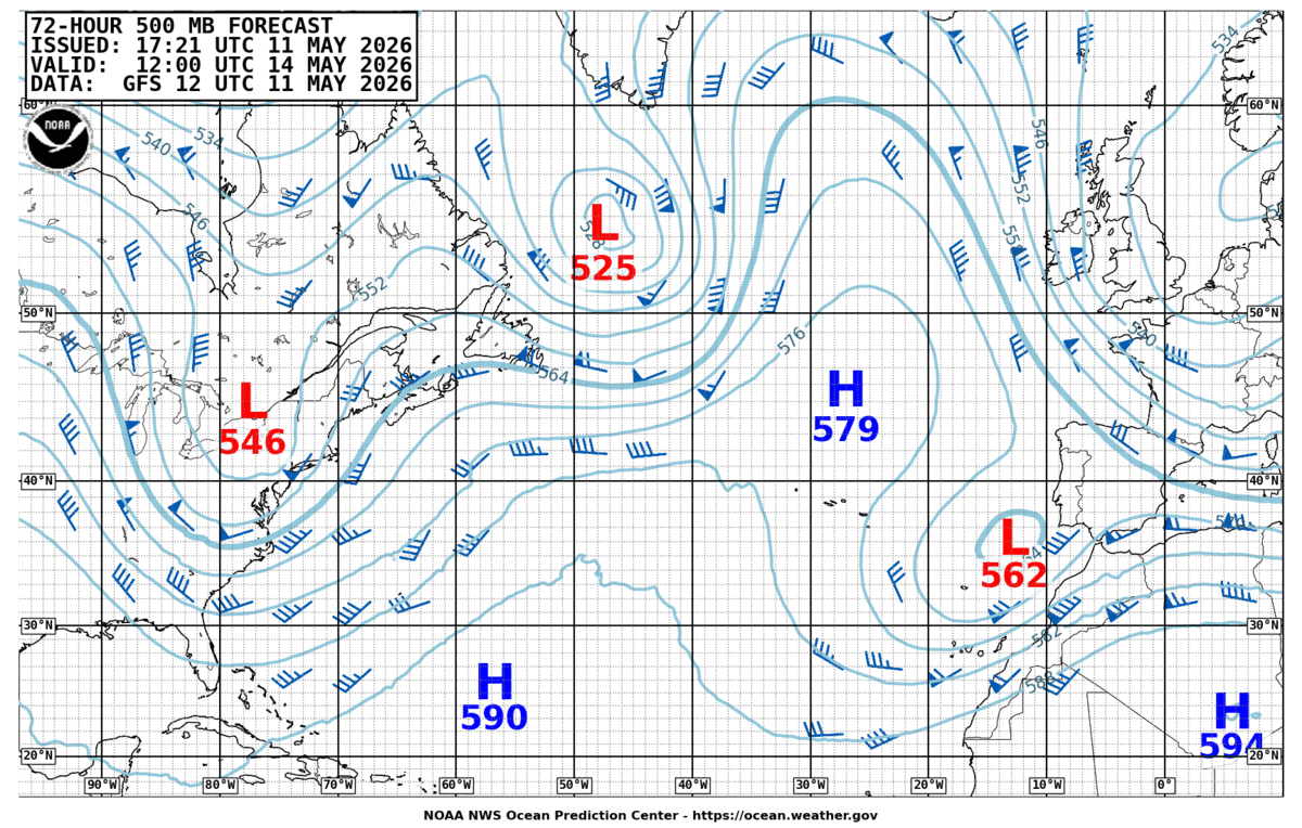 North Atlantic 72 Hour 500 MB Forecast