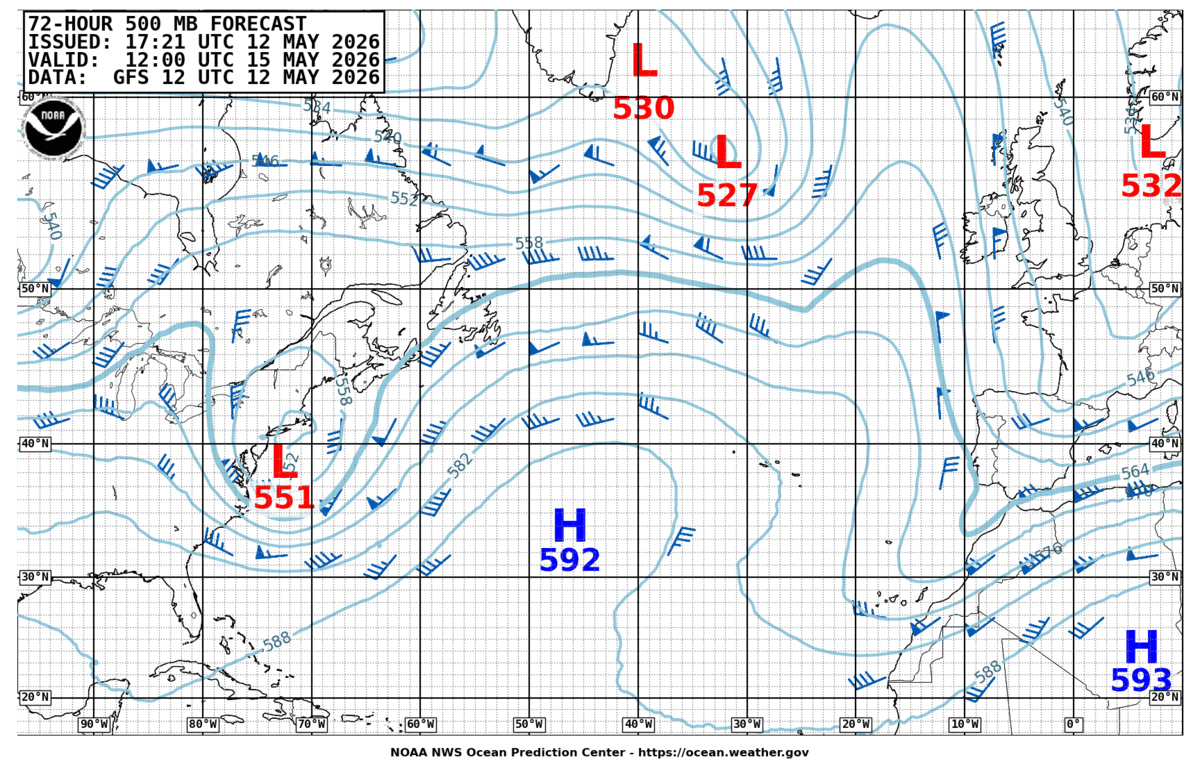 North Atlantic 72 Hour 500 MB Forecast