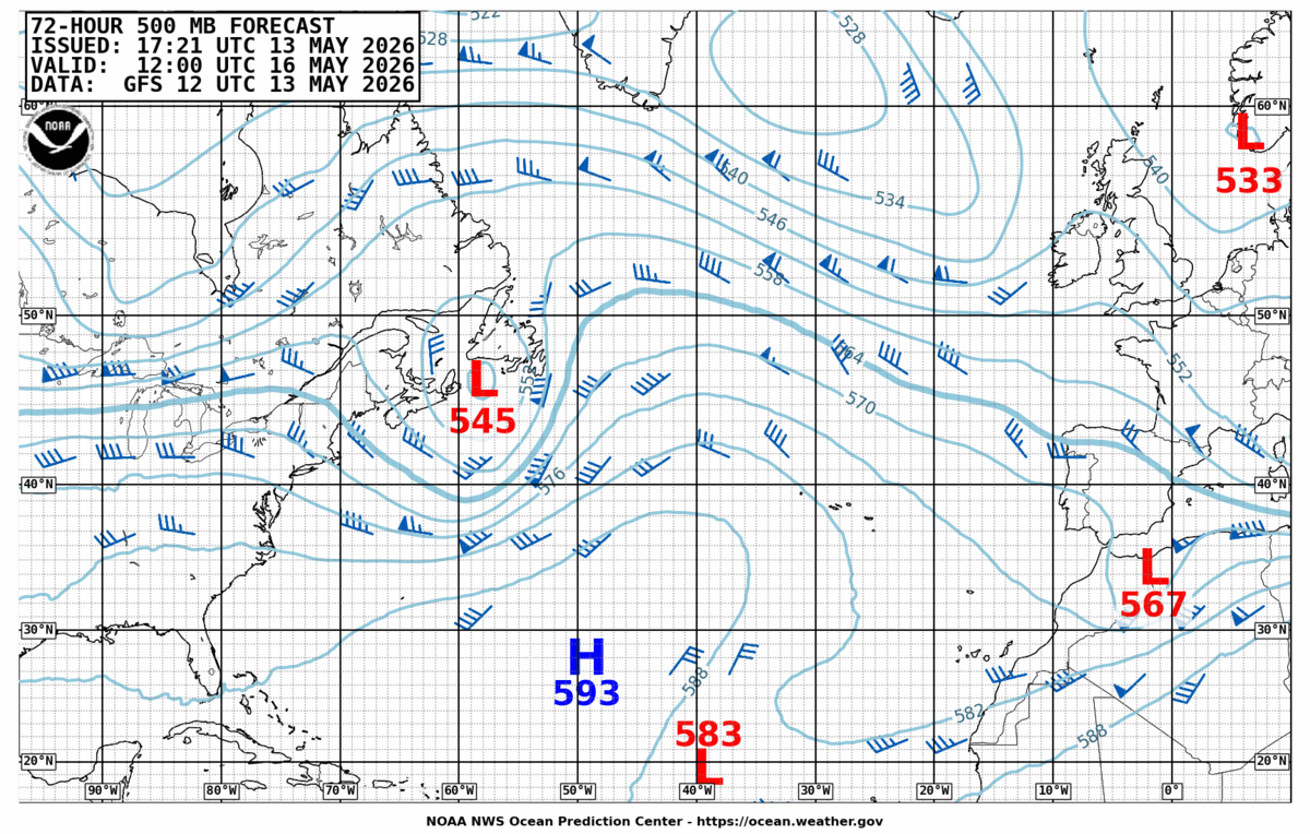 North Atlantic 72 Hour 500 MB Forecast