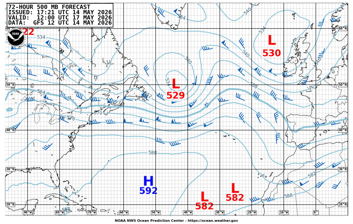 North Atlantic 72 Hour 500 MB Forecast