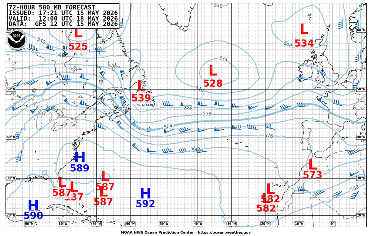 North Atlantic 72 Hour 500 MB Forecast