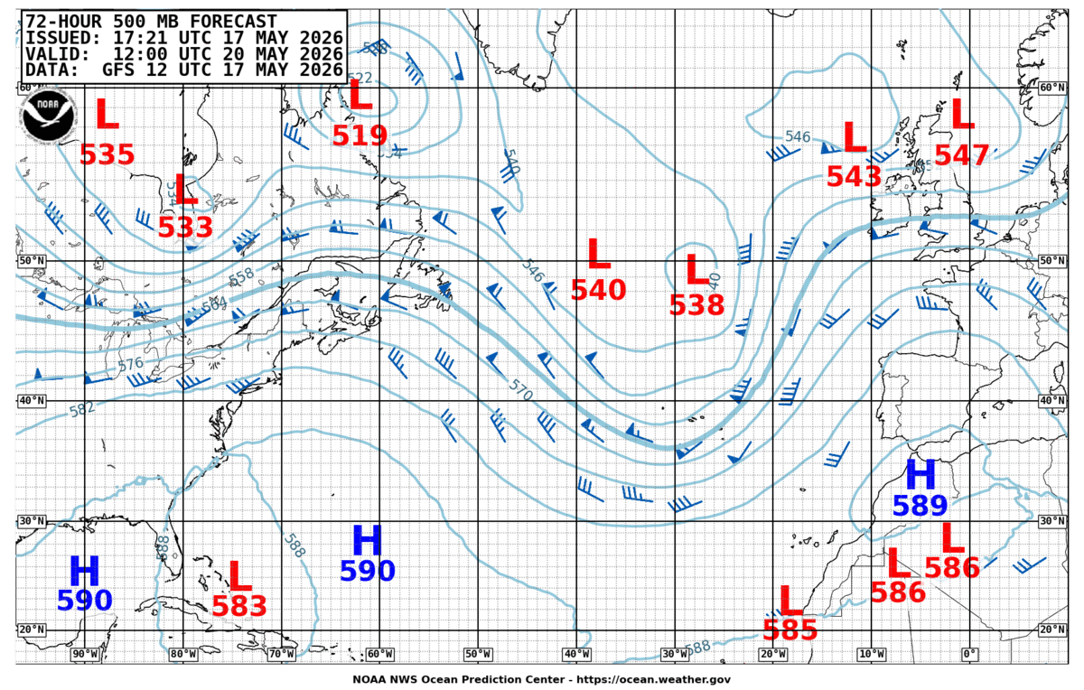 North Atlantic 72 Hour 500 MB Forecast