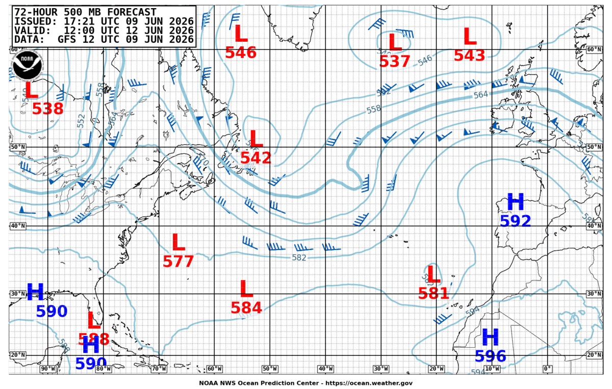 North Atlantic 72 Hour 500 MB Forecast