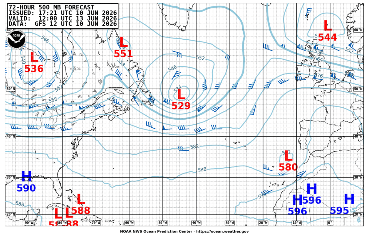 North Atlantic 72 Hour 500 MB Forecast