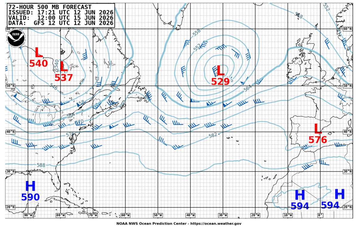 North Atlantic 72 Hour 500 MB Forecast