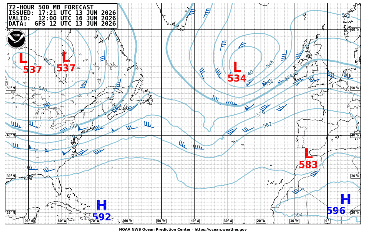 North Atlantic 72 Hour 500 MB Forecast