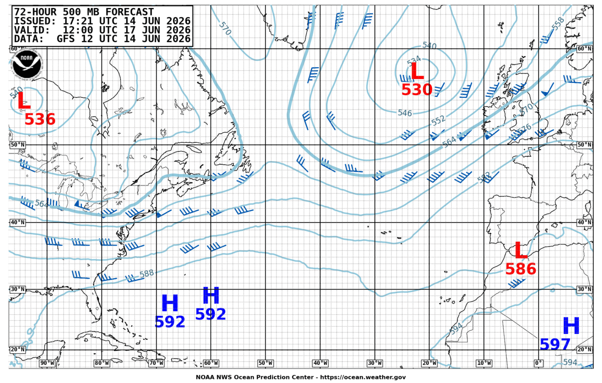North Atlantic 72 Hour 500 MB Forecast