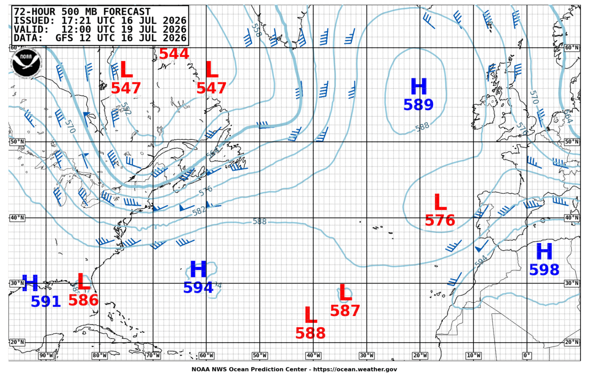North Atlantic 72 Hour 500 MB Forecast