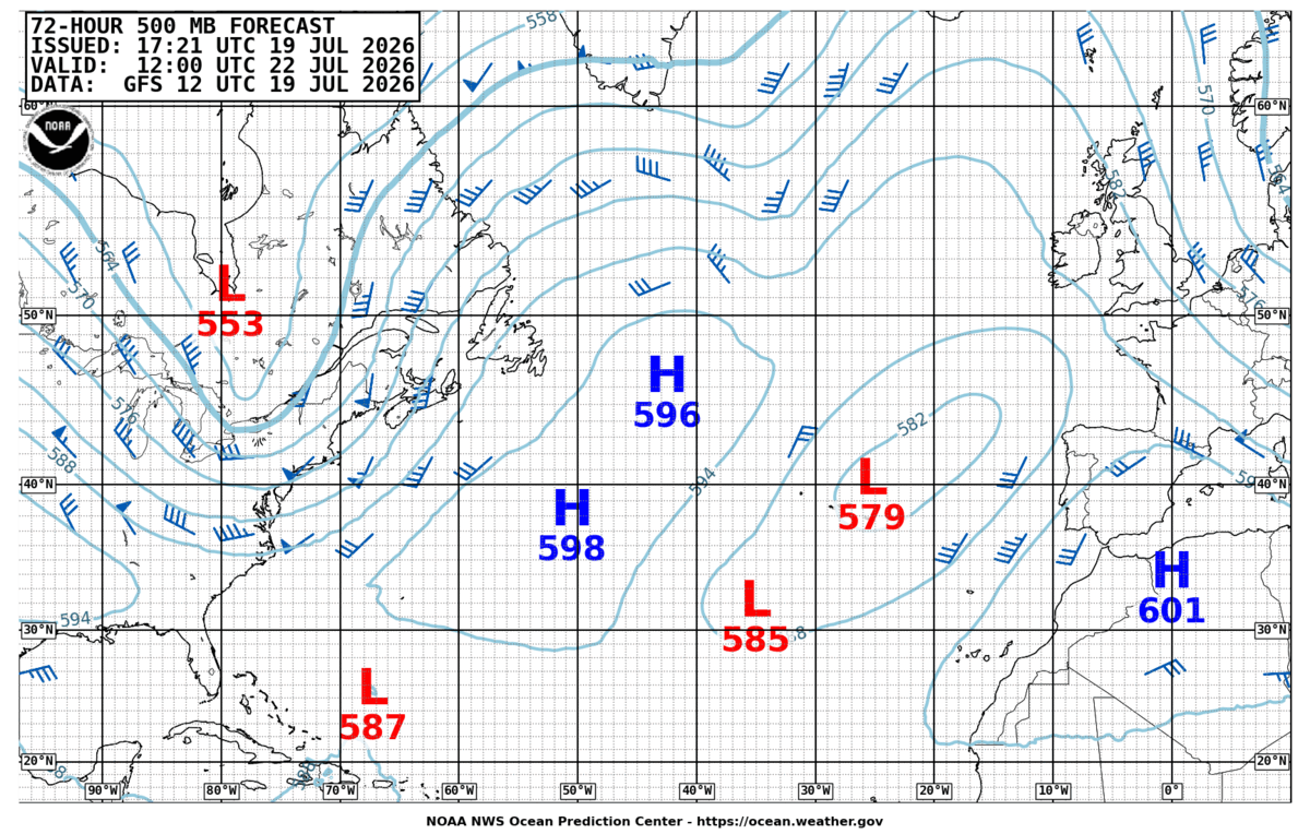 North Atlantic 72 Hour 500 MB Forecast