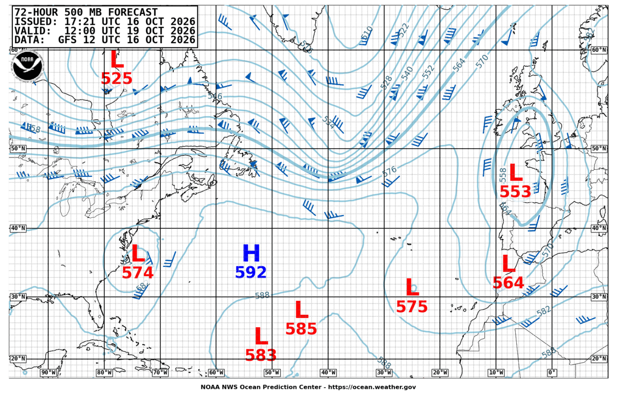 North Atlantic 72 Hour 500 MB Forecast