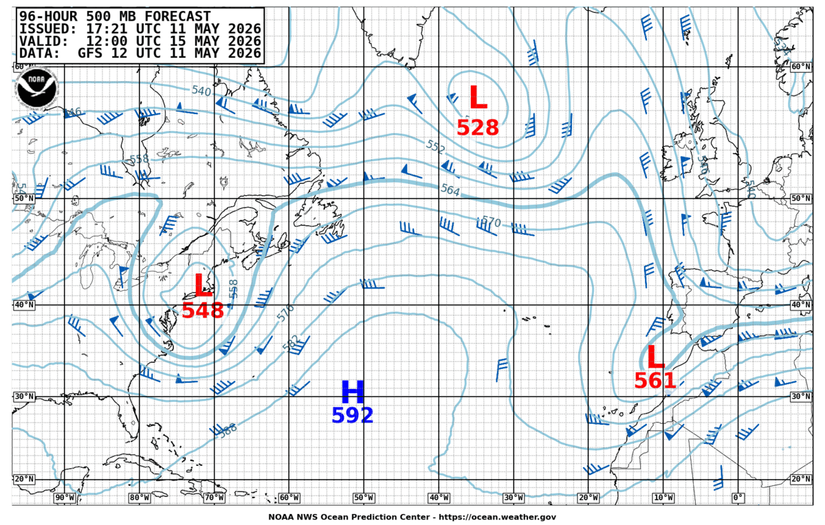 North Atlantic 96 Hour 500 MB Forecast