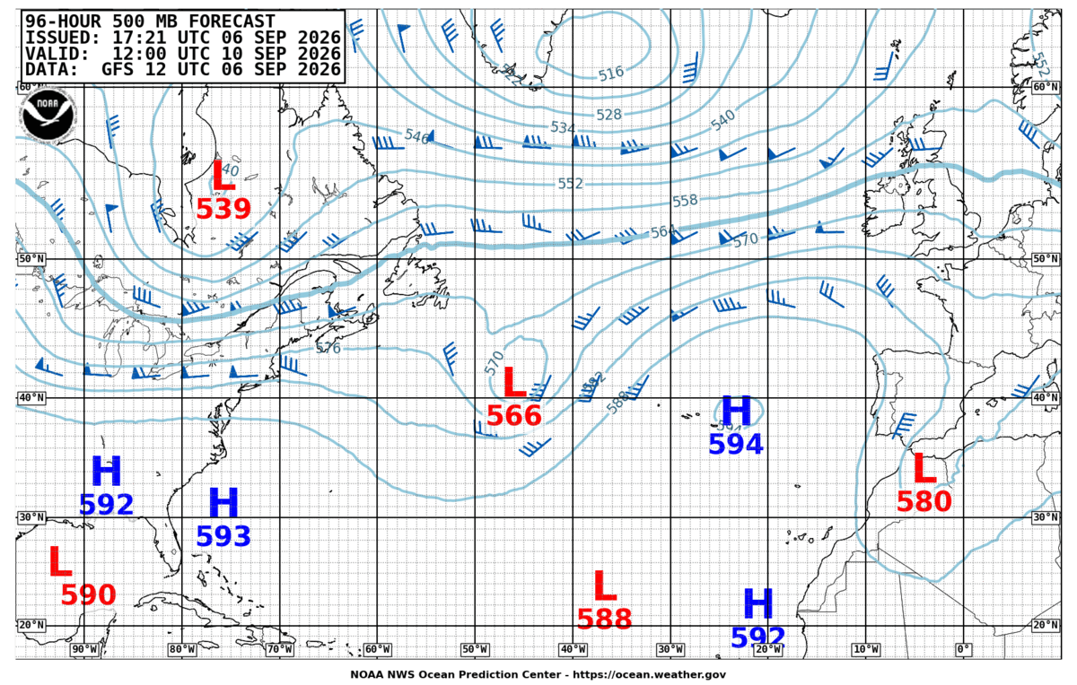North Atlantic 96 Hour 500 MB Forecast