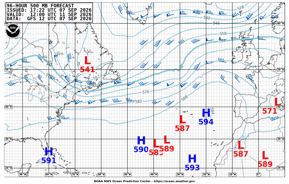 North Atlantic 96 Hour 500 MB Forecast