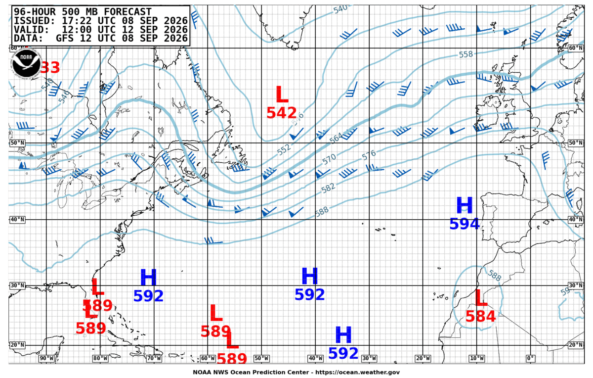 North Atlantic 96 Hour 500 MB Forecast