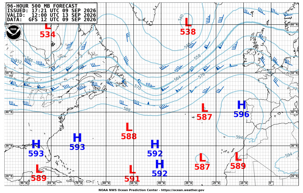 North Atlantic 96 Hour 500 MB Forecast