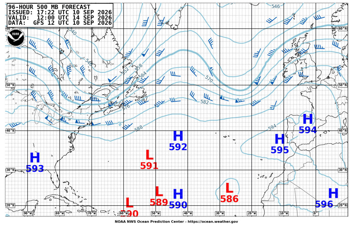 North Atlantic 96 Hour 500 MB Forecast