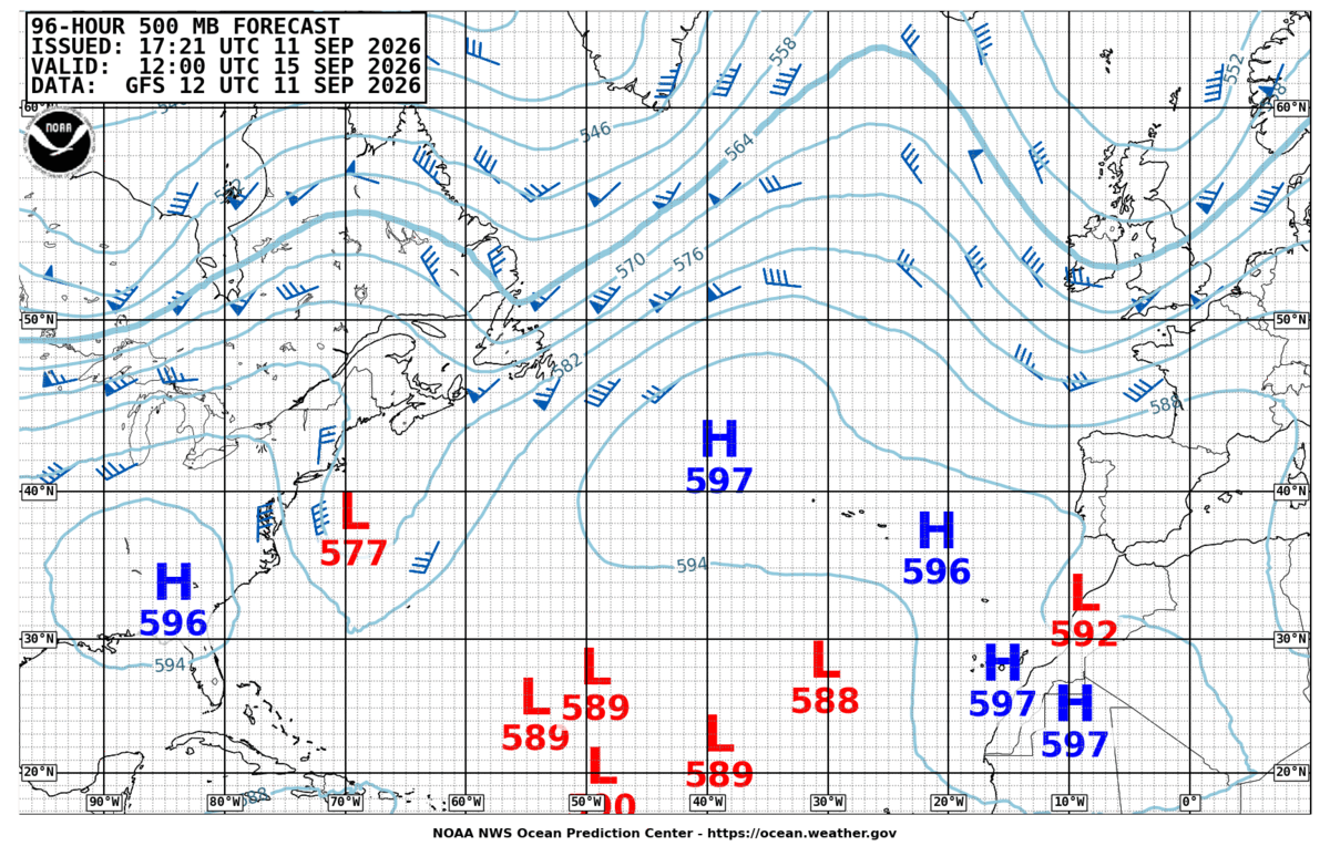 North Atlantic 96 Hour 500 MB Forecast