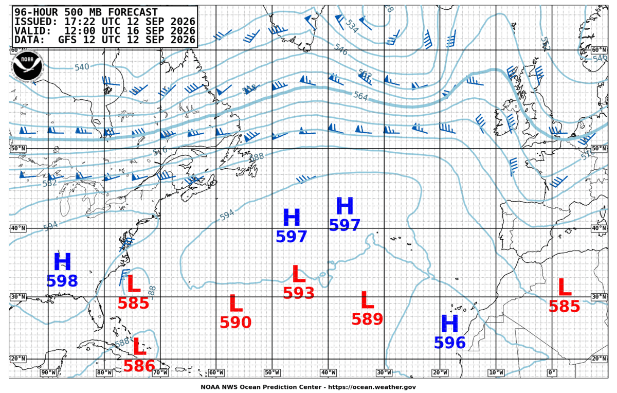 North Atlantic 96 Hour 500 MB Forecast