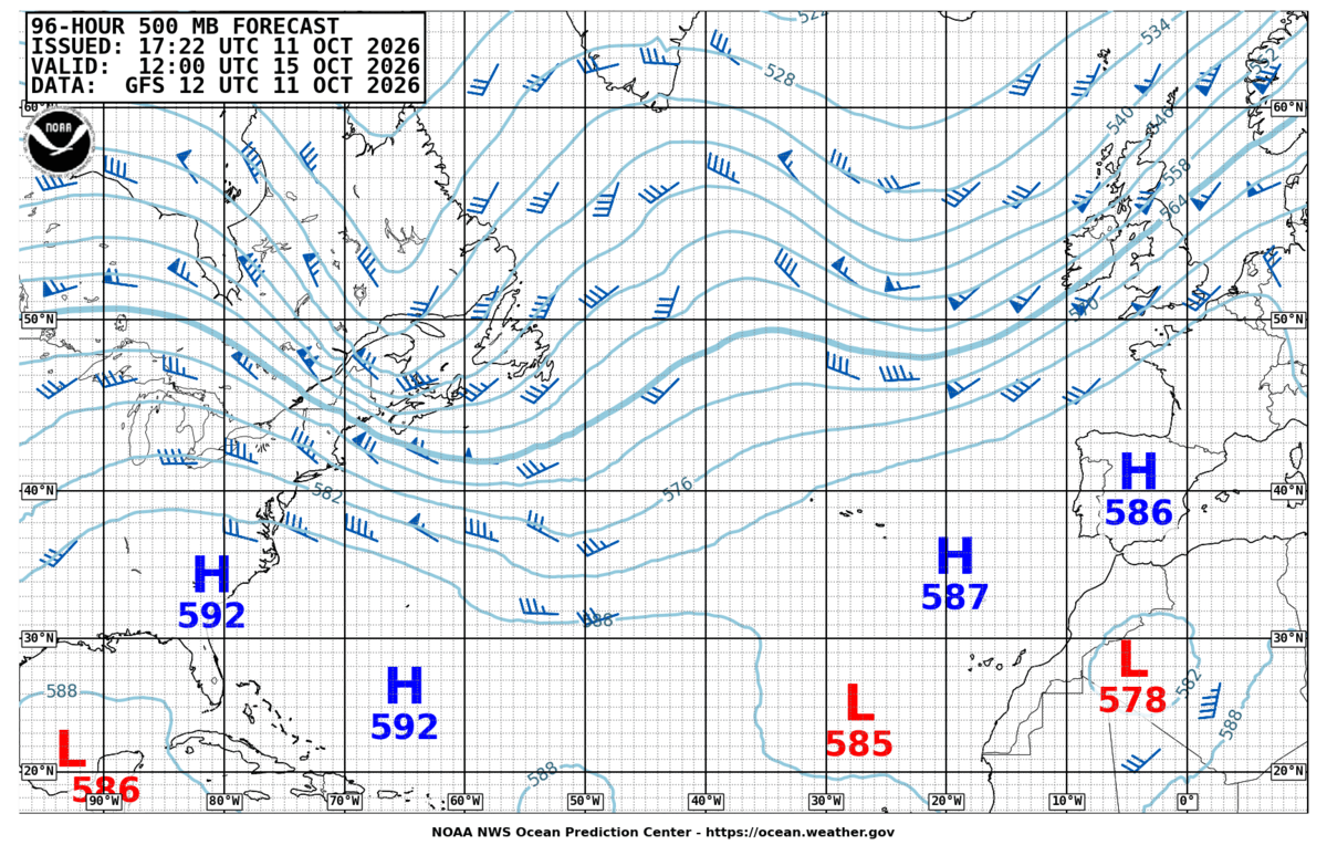 North Atlantic 96 Hour 500 MB Forecast