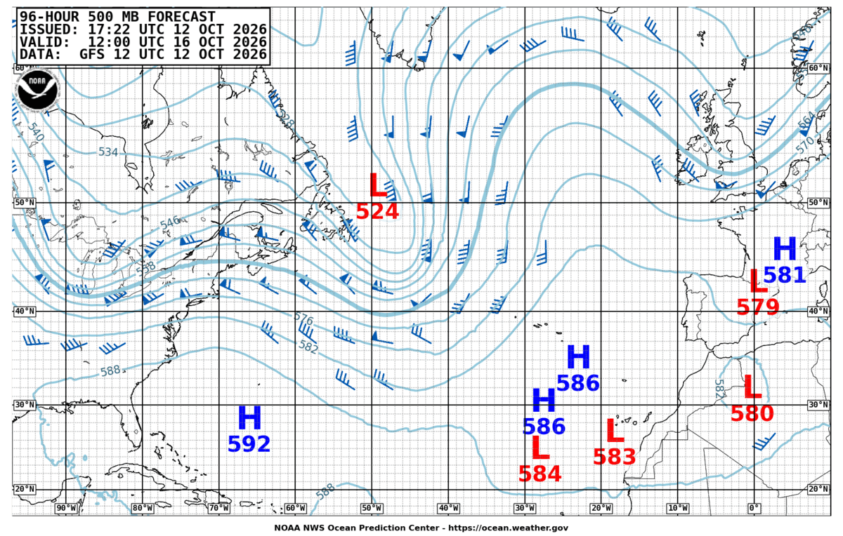 North Atlantic 96 Hour 500 MB Forecast