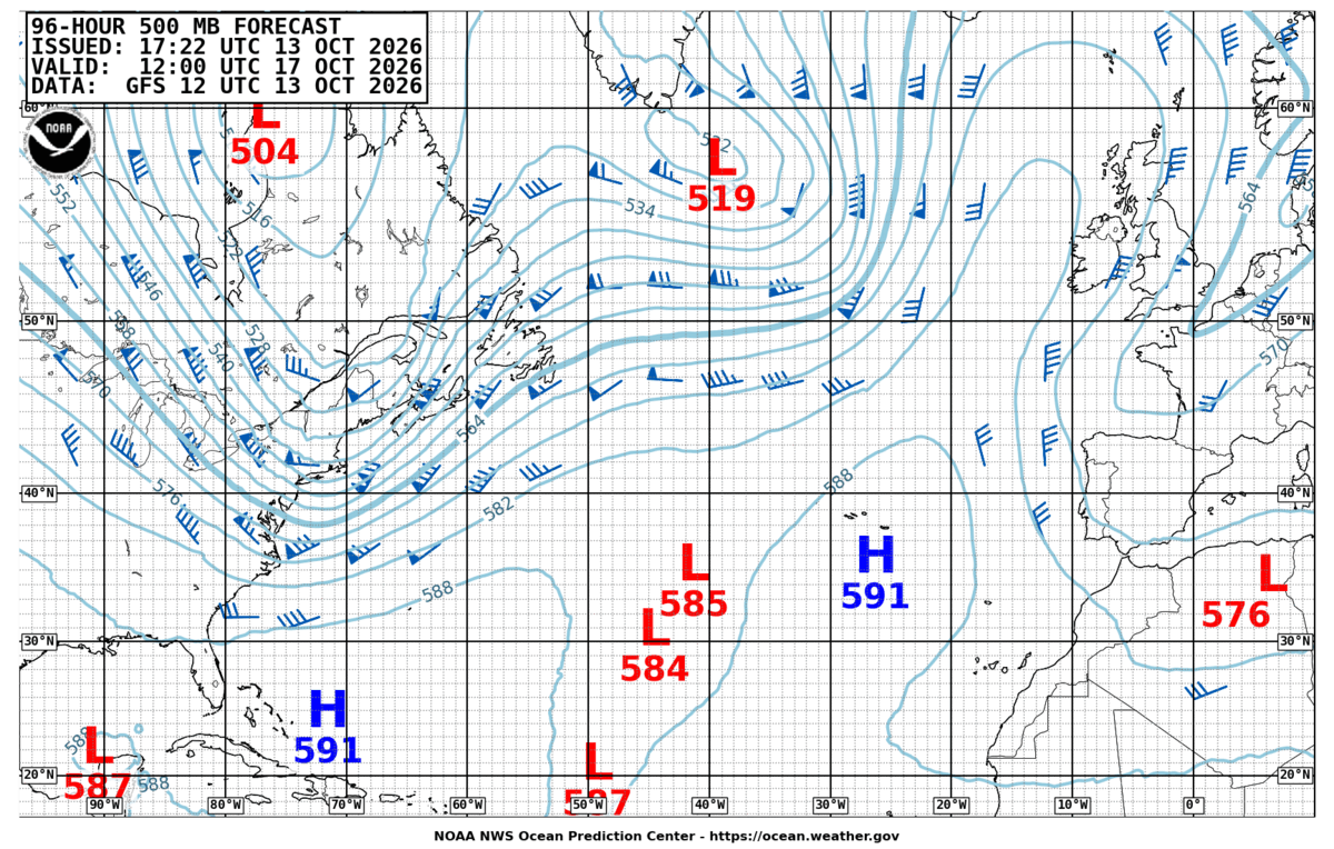 North Atlantic 96 Hour 500 MB Forecast