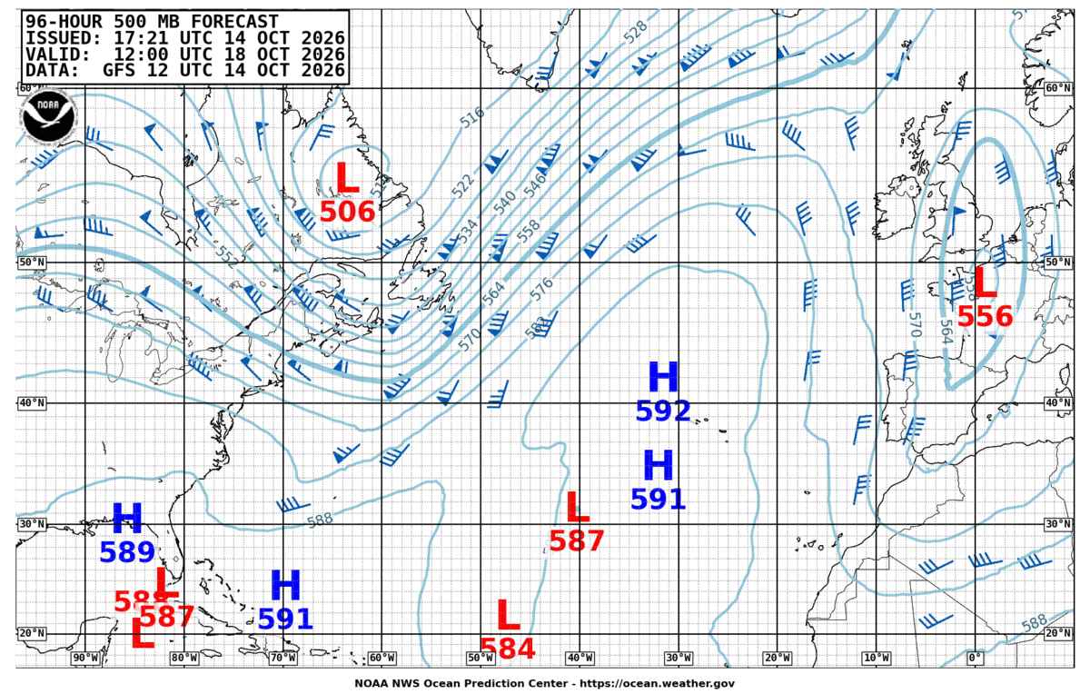 North Atlantic 96 Hour 500 MB Forecast
